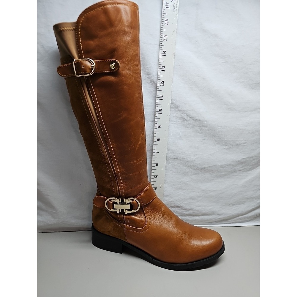 Sol Mani Slim Calf Brown‎ Cognac Leather Fashion Riding 13" Boot 6.5